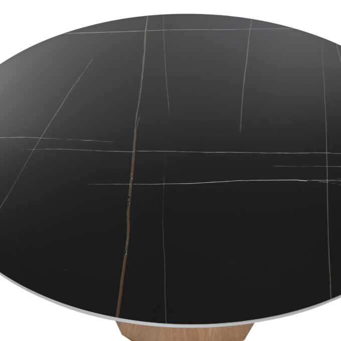 Table de repas ronde 120cm en céramique et bois SAHARA