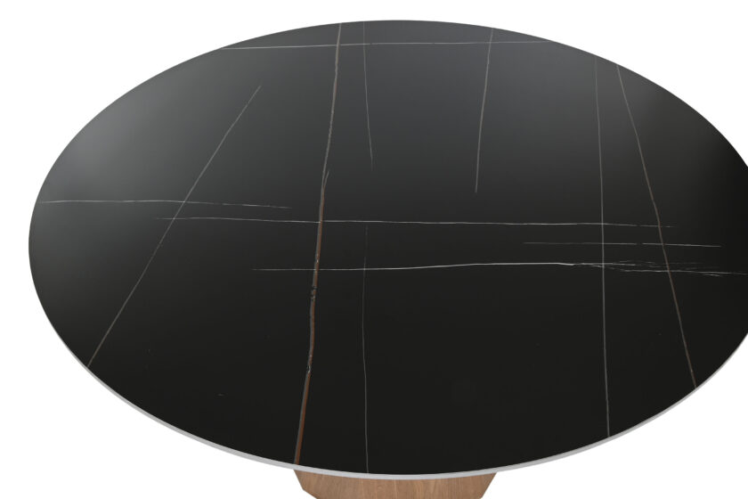 Table de repas ronde 120cm en céramique et bois SAHARA – Image 2