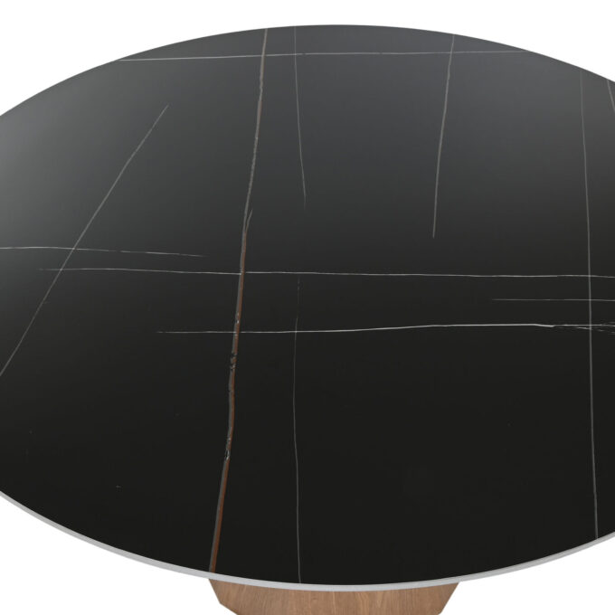 Table de repas ronde 120cm en céramique et bois SAHARA