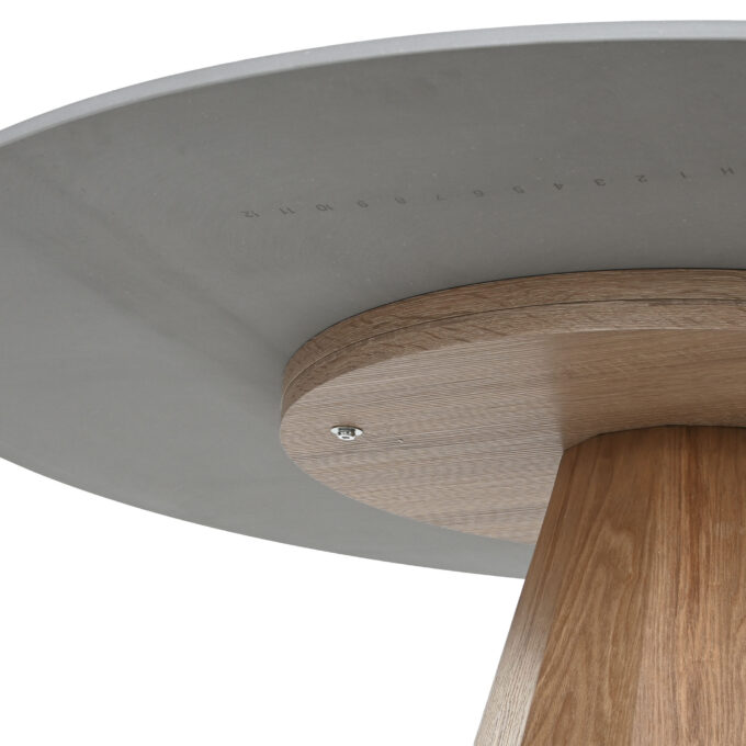 Table de repas ronde 120cm en céramique et bois SAHARA