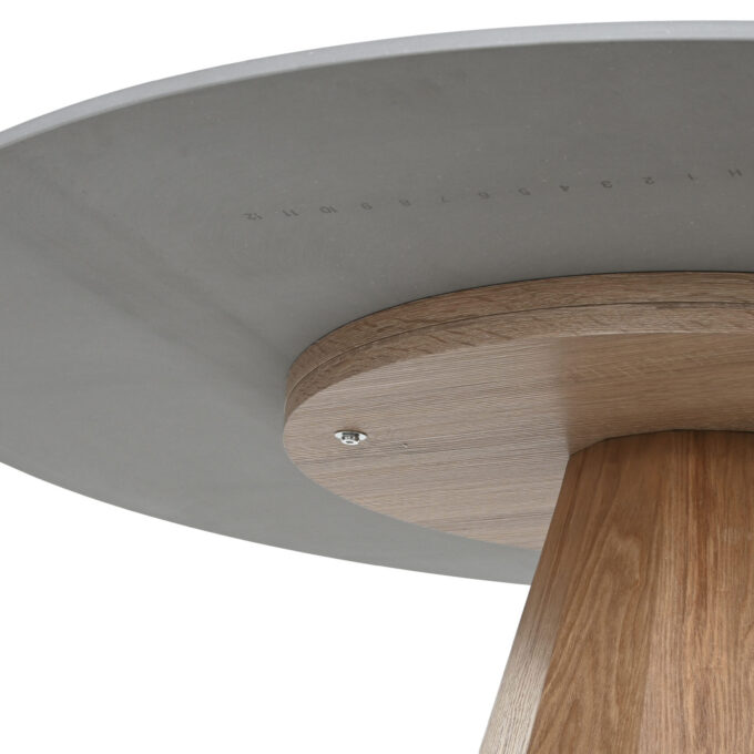 Table de repas ronde 120cm en céramique et bois SAHARA