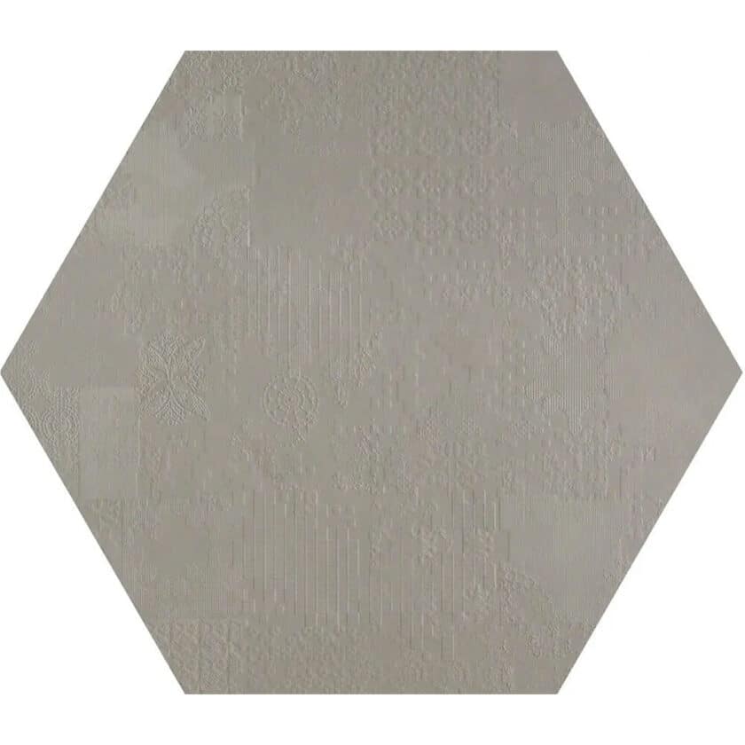 Carrelage sol décoratif hexagonal blanc cassé Mutina Déchirer DÉCOR GRIGIO 60x60