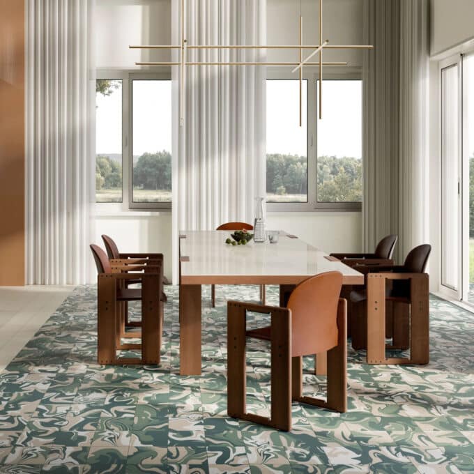 Carrelage en grès cérame FLUID MATCHA TEA 18,6 x 18,6 par Quintessenza