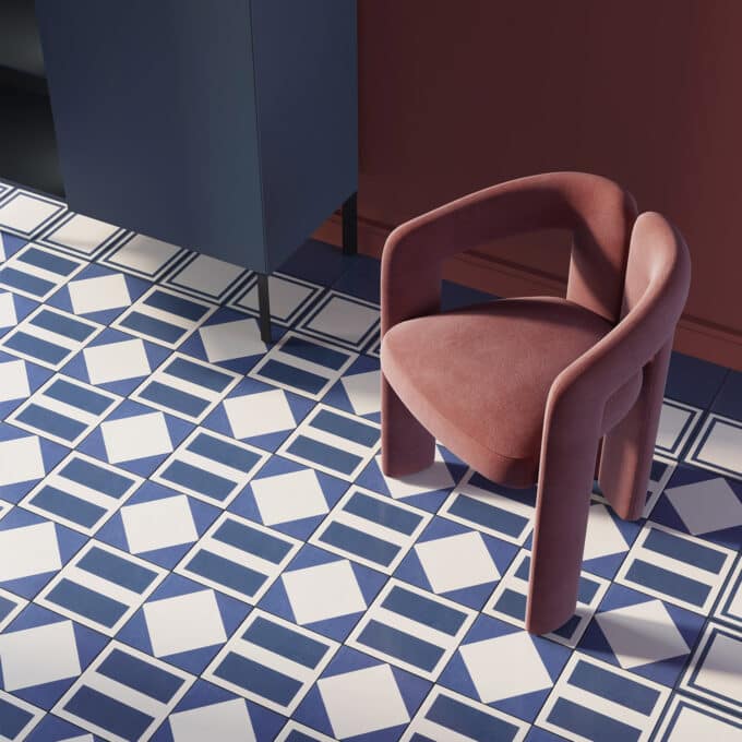 Carrelage décoratif Margherita DOUBLE BLUE 20,5x20,5 par Mutina