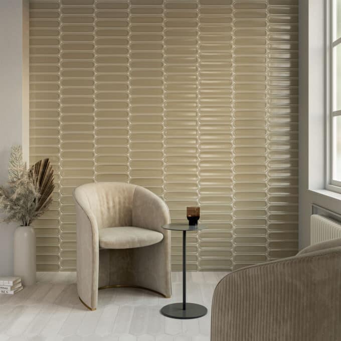 Carrelage mural en faïence Wow Aquarelle OLIVE O GLOSS 7,5 x 30 ovale