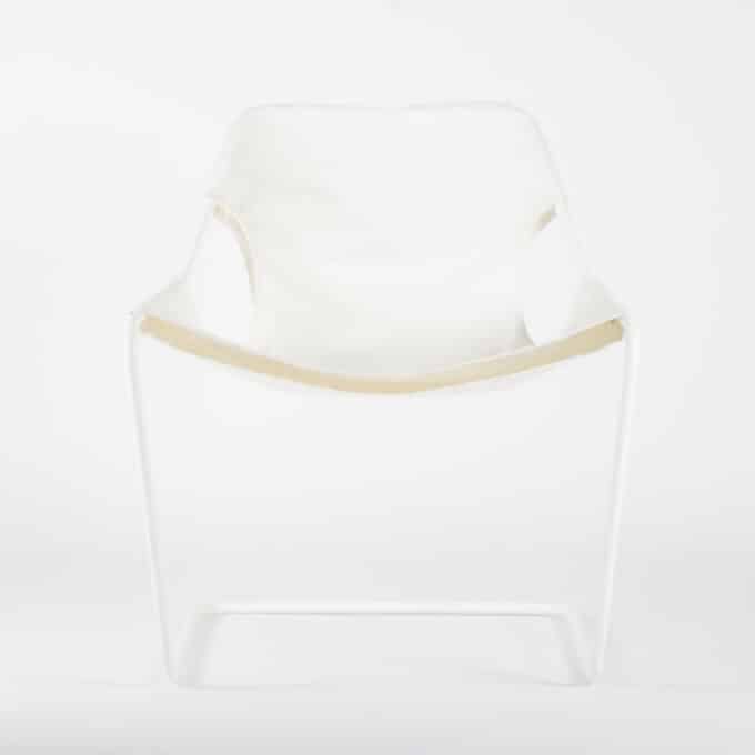 Fauteuil en acier époxy blanc et toile en coton PAULISTANO