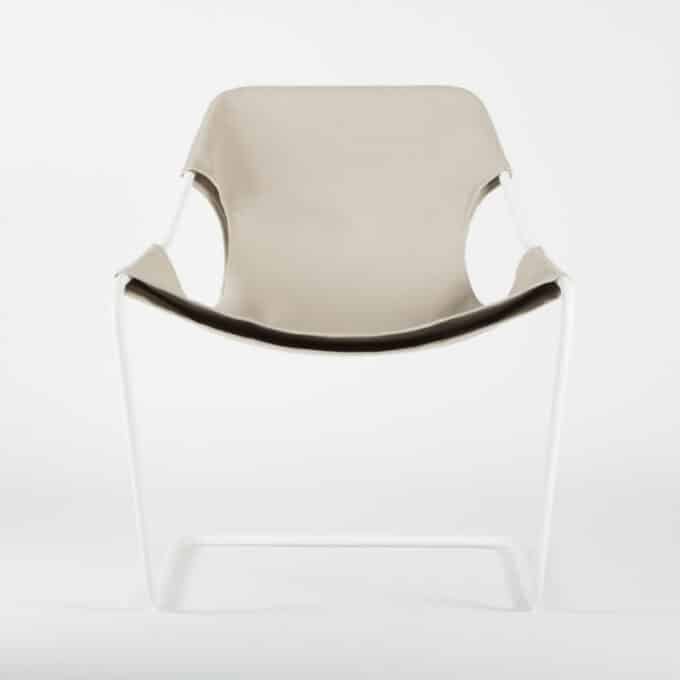 Fauteuil en acier époxy blanc et toile en coton PAULISTANO