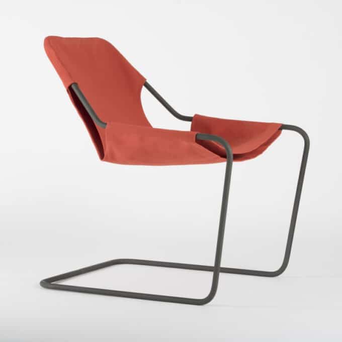 Fauteuil en acier carbone phosphaté et toile en coton PAULISTANO