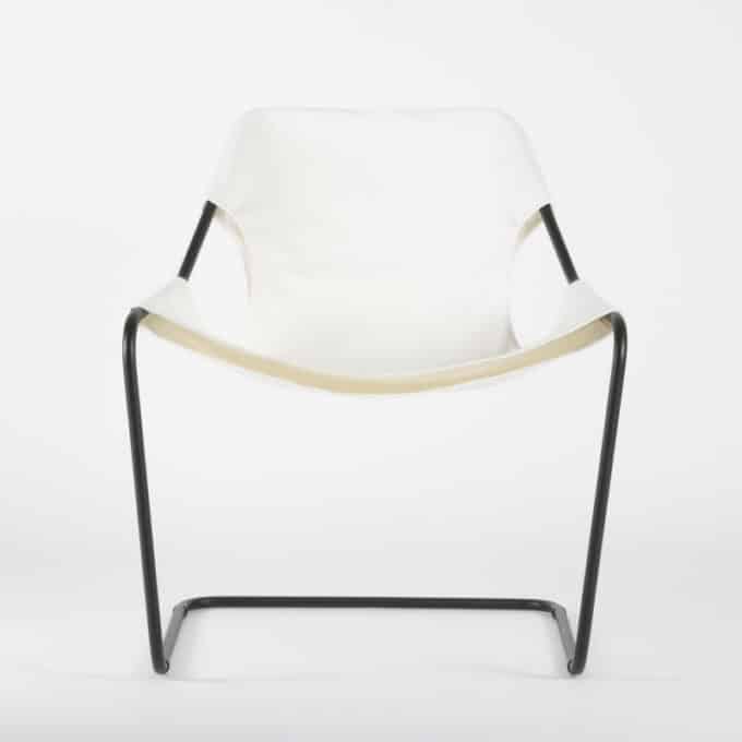 Fauteuil en acier époxy noir et toile en coton PAULISTANO