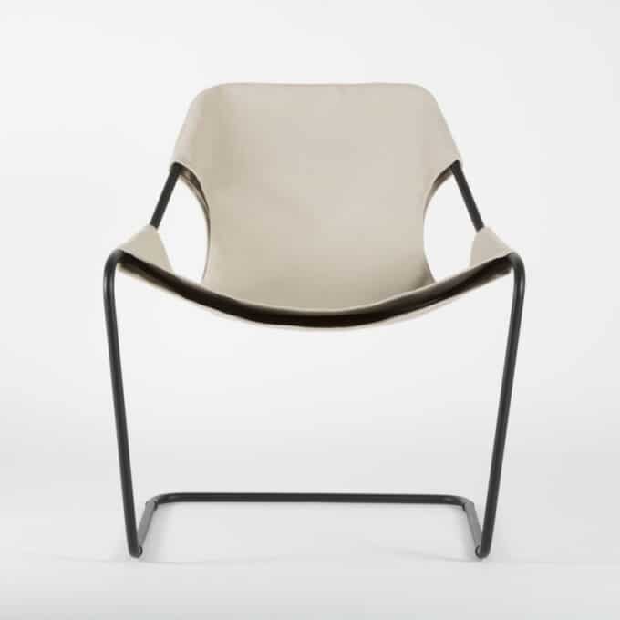 Fauteuil en acier époxy noir et toile en coton PAULISTANO