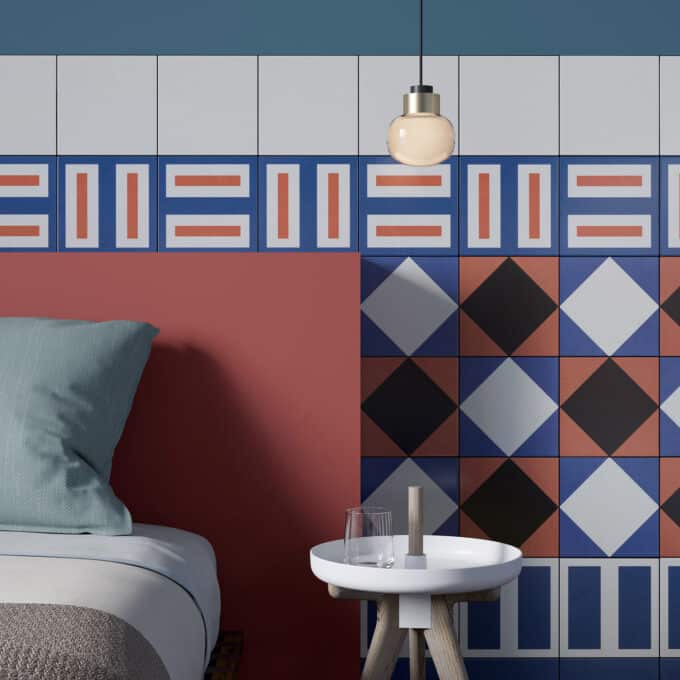 Carrelage décoratif Margherita DOUBLE RED 20,5x20,5 par Mutina