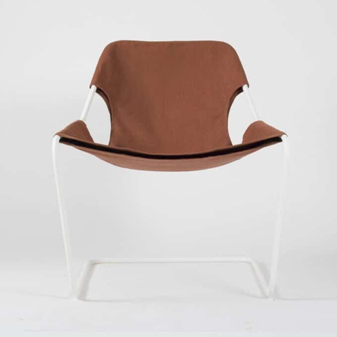 Fauteuil en acier époxy blanc et toile en Sunbrella PAULISTANO