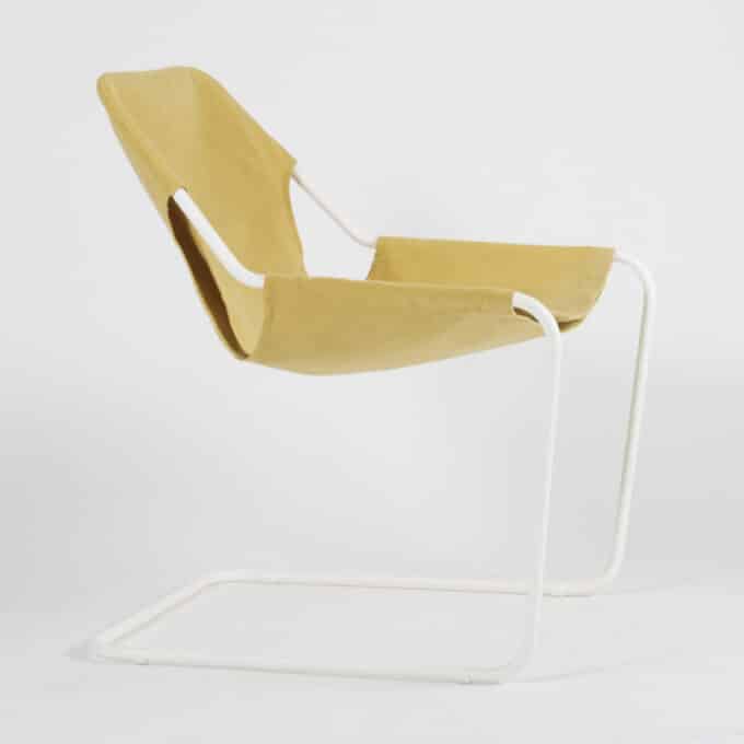 Fauteuil en acier époxy blanc et toile en Sunbrella PAULISTANO