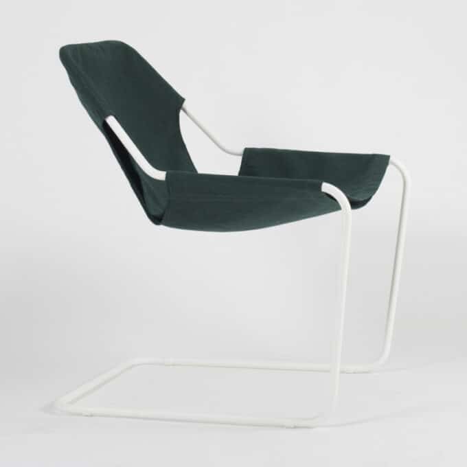 Fauteuil en acier époxy blanc et toile en Sunbrella PAULISTANO