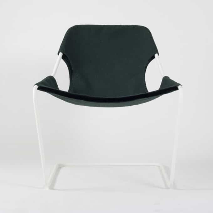 Fauteuil en acier époxy blanc et toile en Sunbrella PAULISTANO