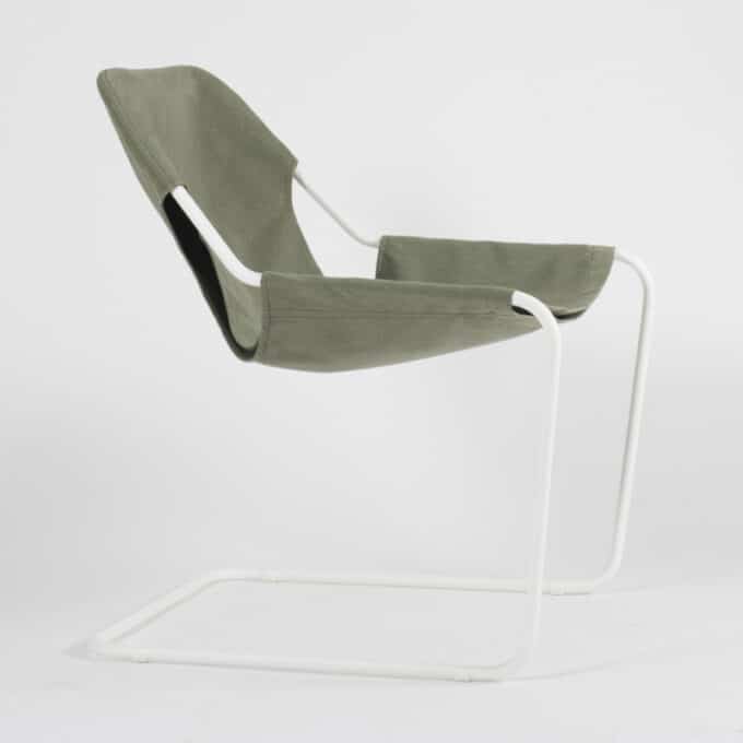 Fauteuil en acier époxy blanc et toile en Sunbrella PAULISTANO