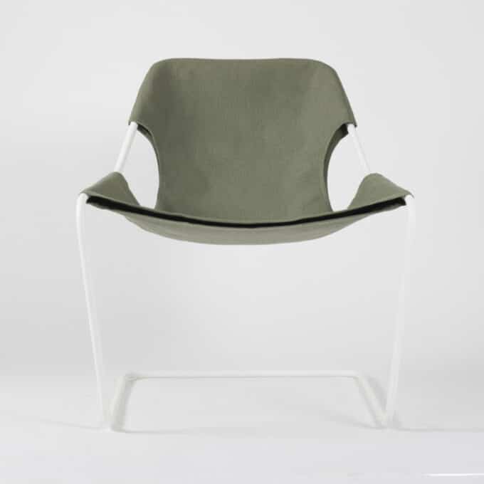 Fauteuil en acier époxy blanc et toile en Sunbrella PAULISTANO