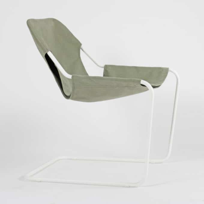 Fauteuil en acier époxy blanc et toile en Sunbrella PAULISTANO