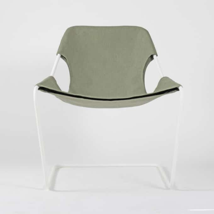 Fauteuil en acier époxy blanc et toile en Sunbrella PAULISTANO