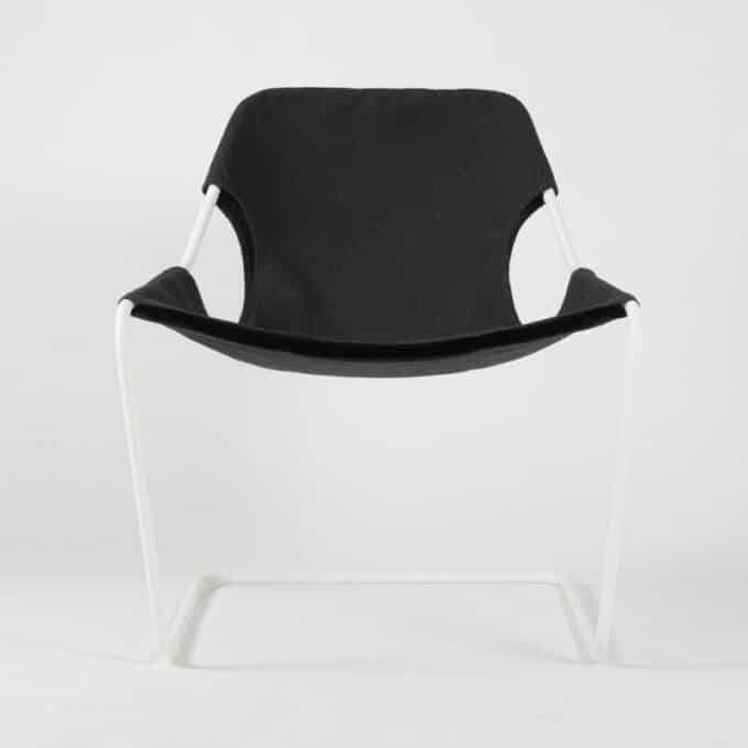 Fauteuil en acier époxy blanc et toile en Sunbrella PAULISTANO