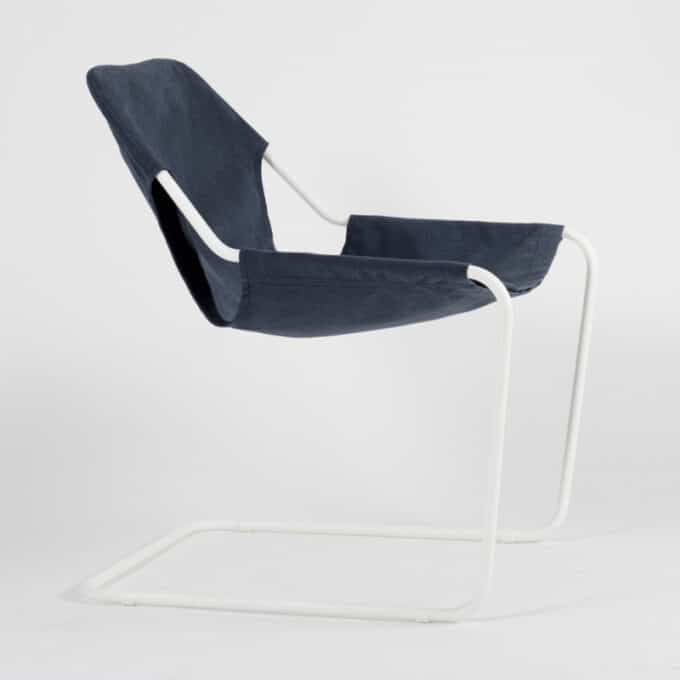 Fauteuil en acier époxy blanc et toile en Sunbrella PAULISTANO