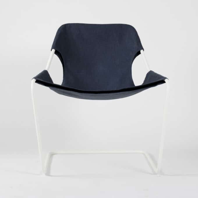 Fauteuil en acier époxy blanc et toile en Sunbrella PAULISTANO