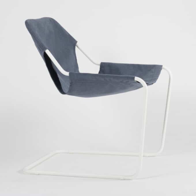 Fauteuil en acier époxy blanc et toile en Sunbrella PAULISTANO