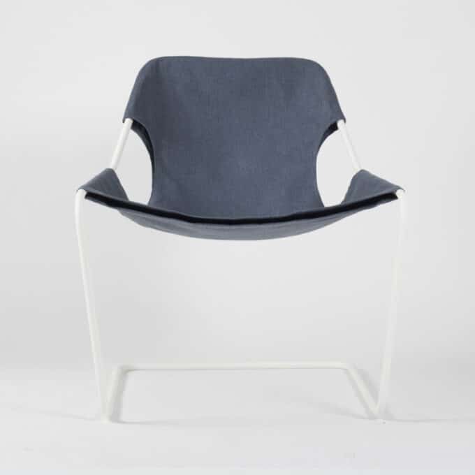 Fauteuil en acier époxy blanc et toile en Sunbrella PAULISTANO