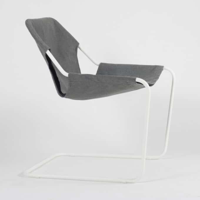 Fauteuil en acier époxy blanc et toile en Sunbrella PAULISTANO