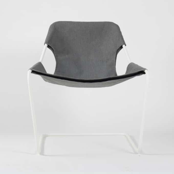 Fauteuil en acier époxy blanc et toile en Sunbrella PAULISTANO