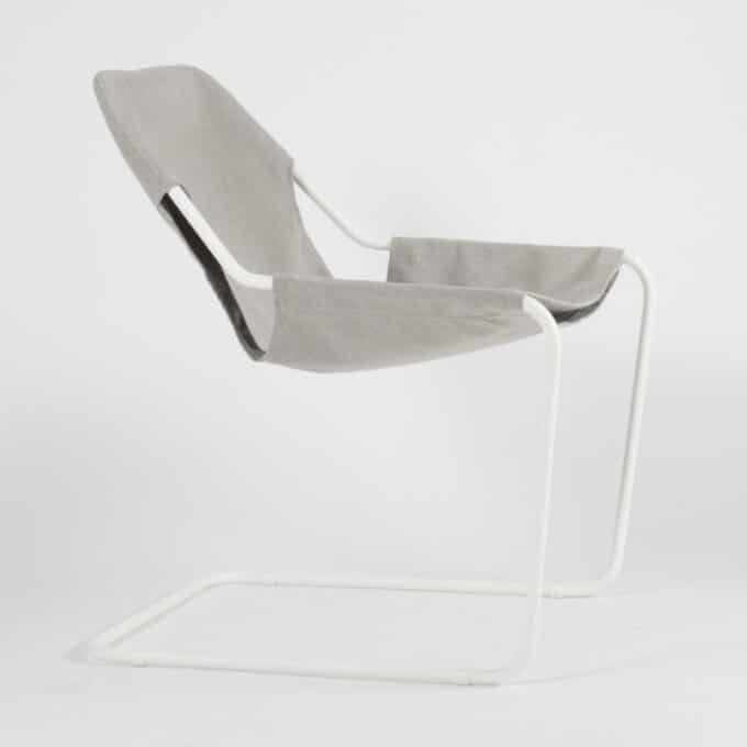 Fauteuil en acier époxy blanc et toile en Sunbrella PAULISTANO