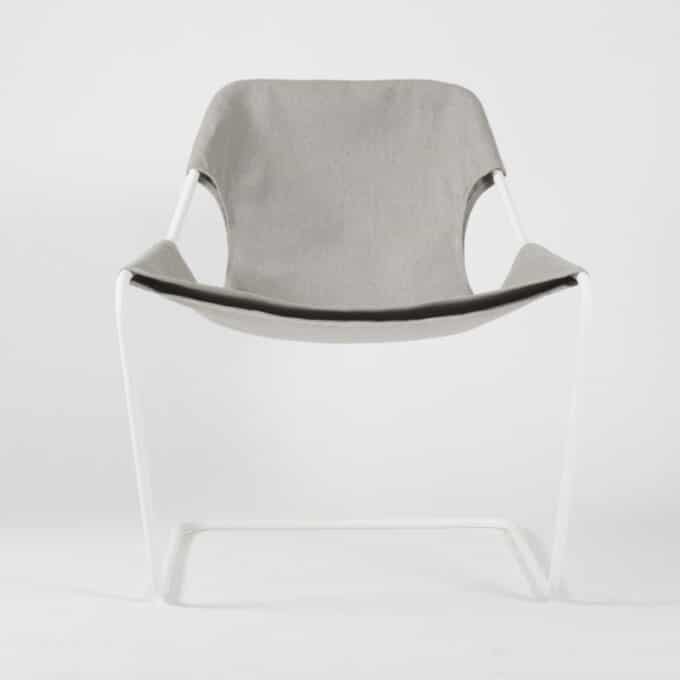 Fauteuil en acier époxy blanc et toile en Sunbrella PAULISTANO