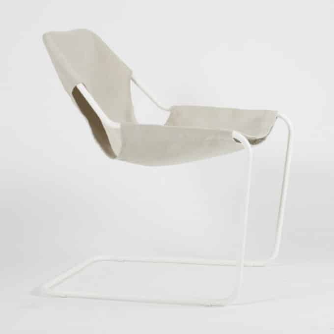 Fauteuil en acier époxy blanc et toile en Sunbrella PAULISTANO