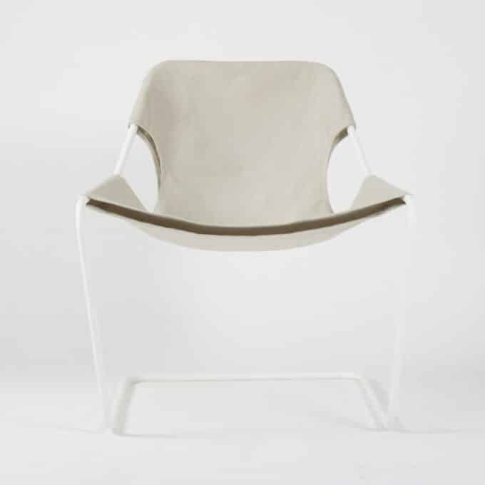 Fauteuil en acier époxy blanc et toile en Sunbrella PAULISTANO