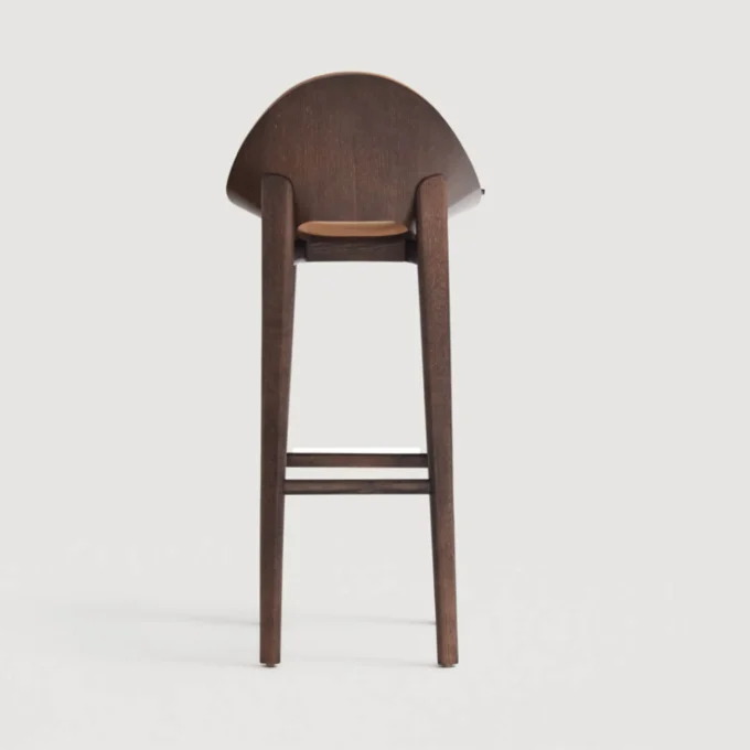 Tabouret en frêne teinté brun et cuir Capdell LEIZU 2419WP