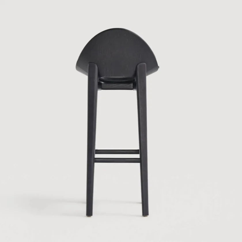 Tabouret en frêne teinté noir et cuir Capdell LEIZU 2419WP – Image 2