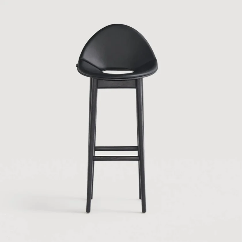 Tabouret en frêne teinté noir et cuir Capdell LEIZU 2419WP – Image 4