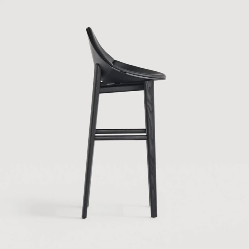 Tabouret en frêne teinté noir et cuir Capdell LEIZU 2419WP – Image 3