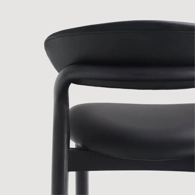 Tabouret en bois de frêne massif et cuir Capdell CECILE 2349T