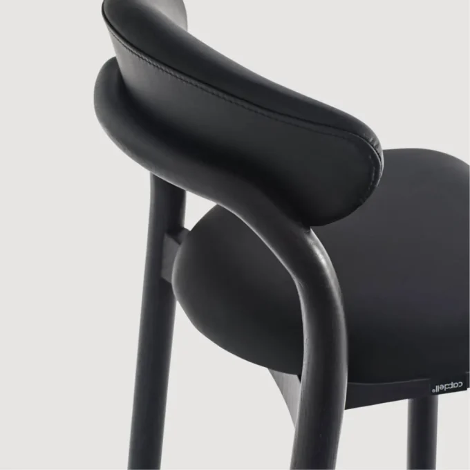 Tabouret en bois de frêne massif et cuir Capdell CECILE 2349T