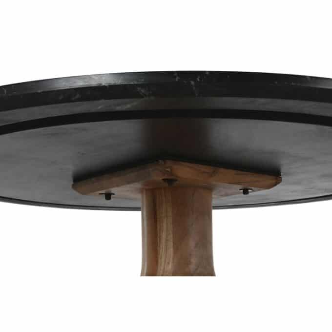 Table de repas ronde en acacia et marbre noir PORTOFINO diamètre 115
