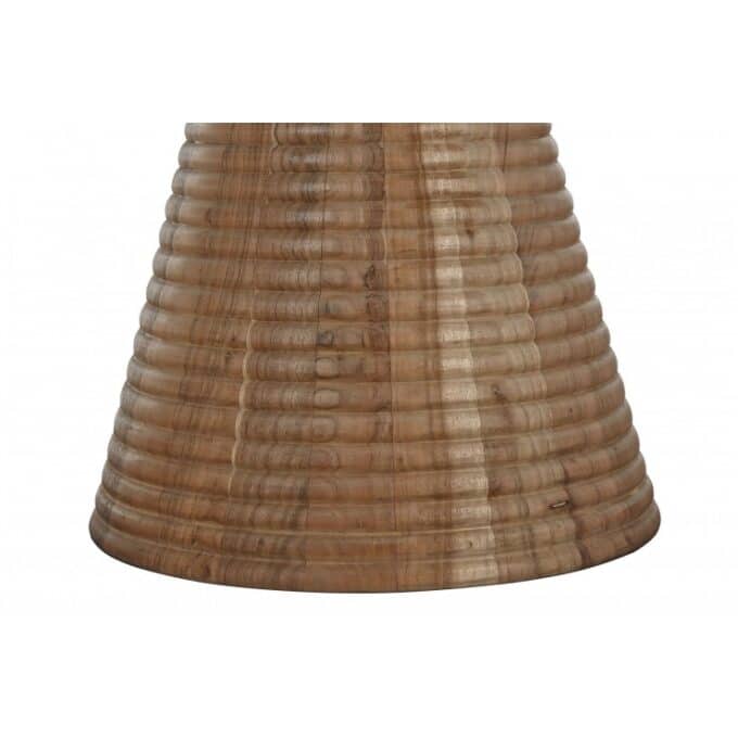 Table de repas ronde en acacia et marbre noir PORTOFINO diamètre 115