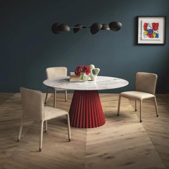 Table ronde en métal et plateau en marbre Midj PLISSÉ