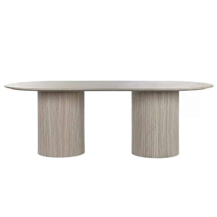 Table de repas ovale 220x100 effet travertin SOFIA