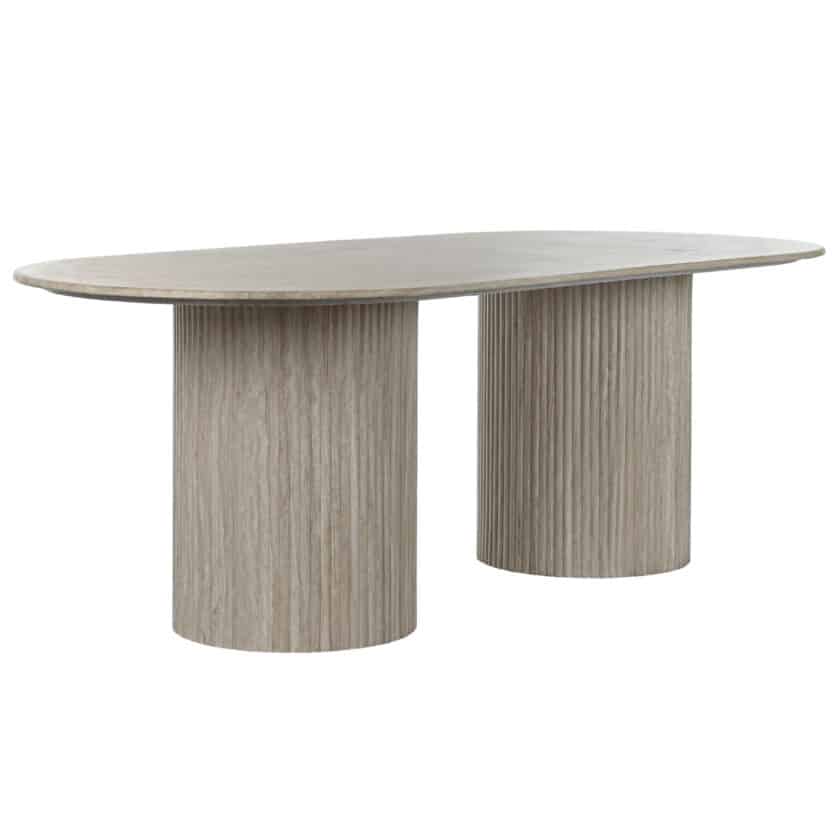 Table de repas ovale 220x100 effet travertin SOFIA – Image 2