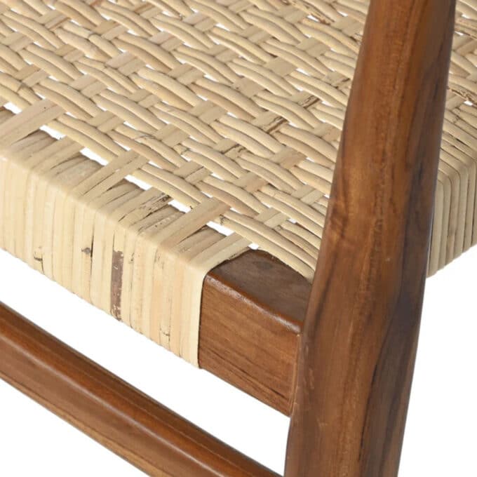 Fauteuil de repas en teck et rotin TINETTO