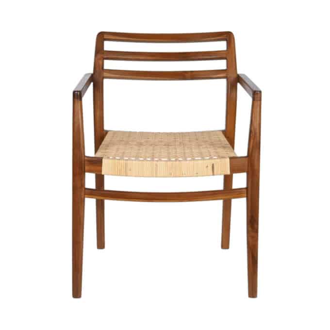 Fauteuil de repas en teck et rotin TINETTO