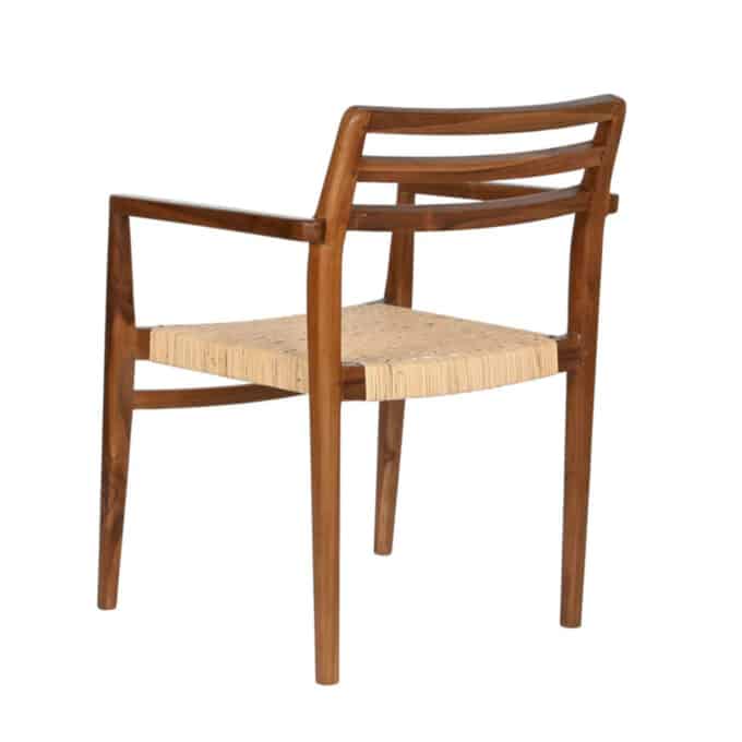 Fauteuil de repas en teck et rotin TINETTO