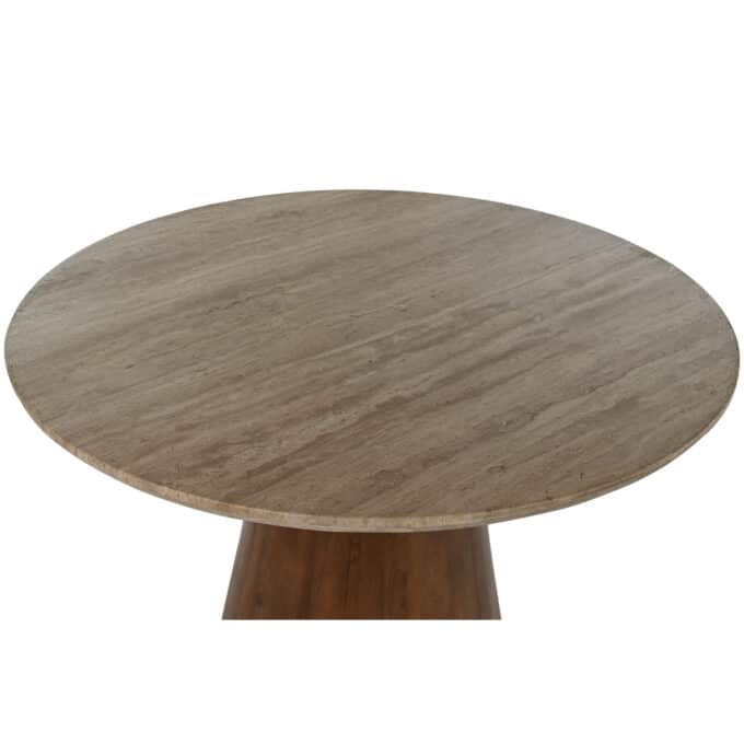 Table de repas ronde en manguier et travertin BOSTON diamètre 120