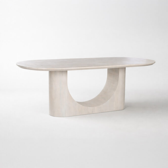 Table de repas ovale en manguier blanc MONTSOURIS 220 x 100